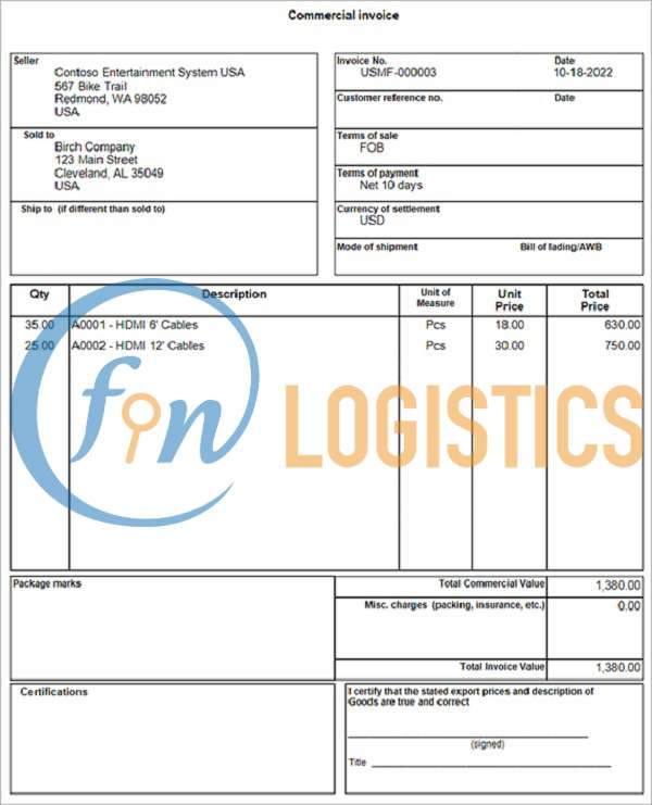 Commercial Invoice là gì? Những chức năng chính của Hóa đơn thương mại 10 Commercial Invoice