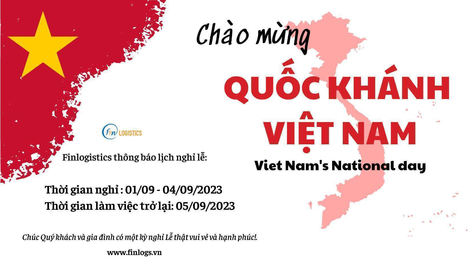 Thông báo nghỉ lễ Quốc Khánh 02/09/2023