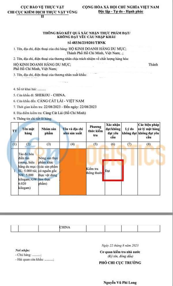 Dự án lô hàng Táo Đỏ