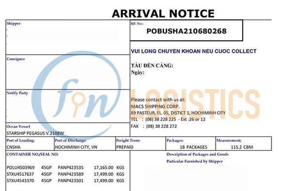Arrival Notice là gì? Những nội dung quan trọng cần có trong giấy báo hàng đến 9 Arrival-notice-la-gi